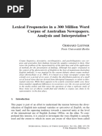 Lexical Frequencies in A 300 Million Word Corpus of Australian Newspapers. Analysis and Interpretation