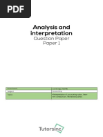 Analysis and Interpretation: Question Paper Paper 1