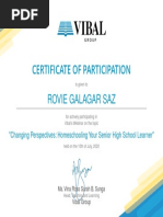 Certificate of Participation: Rovie Galagar Saz