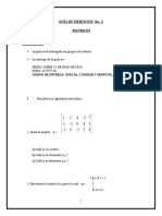 Guía #2 de Ejercicios de Matrices