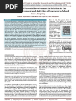 The Effects of Parental Involvement in Relation To The Academic Achievement and Activities of Learners in School