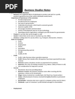 Business Studies Notes: Chapter 1: Role of Business