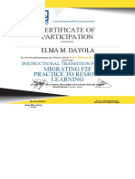 Certificate of Participation: Elma M. Dayola