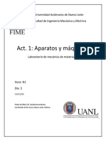 Act. 1: Aparatos y Máquinas. Laboratorio de Mecánica de Materiales.