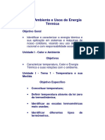 Calor, Ambiente e Uso de Energia Térmica - Unidade 1 PDF