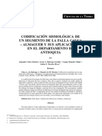 Codificación Sismológica de Un Segmento de La Falla Cauca - Almaguer Y Sus Aplicaciones en El Departamento de Antioquia