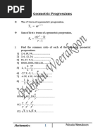 Geometric Progressions: 1) 1 ( R R A S