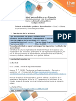 Guía de Actividades y Rúbrica de Evaluación - Unidad 2 - Fase 3 - Cultura Organizacional y Funciones Gerenciales