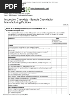 Inspection Checklists - Sample Checklist For Manufacturing Facilities - OSH Answers