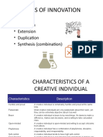 Types of Innovation: - Invention - Extension - Duplication - Synthesis (Combination)