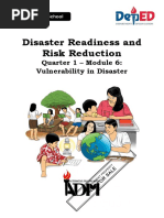 Disaster Readiness and Risk Reduction: Quarter 1 - Module 6: Vulnerability in Disaster