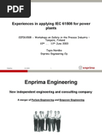 Experience in Applying IEC61508 For Power Plant