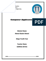 Computer Application: Stedent Name Ahmed Basim Ahmed