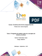 Tarea 1 - Faride Yepez - 15 - Responder Preguntas de Análisis Sobre Los Conceptos de Lectura y Escritura