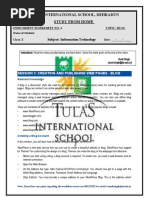 Tula'S International School, Dehradun Study From Home: Subject: Information Technology