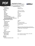 United Republic of Tanzania Business Registrations and Licensing Agency Application For Annual Return of A Company