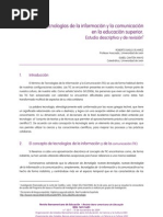 Las Tecnologías de La Información y La Comunicación en La Educación Superior. Estudio Descriptivo y de Revisión