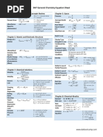 Chemistry Equation Sheet PDF