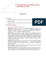 Experiencia N°02: Respuesta en Frecuencia Filtros Activos: I. Objetivo