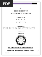 Equilibrium in Economics: A Project Report On