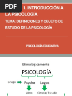 Tema. Definiciones y Objeto de Estudio de La Psicología