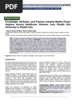 Knowledge, Attitudes, and Practice Towards Mobile Phone Hygiene Among Healthcare Workers From Riyadh Elm University in Riyadh City