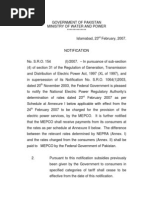 Nepra Tariff 02-2007 For Mepco With Defination and Term and Conditions of Tariff