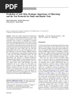 Prediction of Acid Mine Drainage: Importance of Mineralogy and The Test Protocols For Static and Kinetic Tests