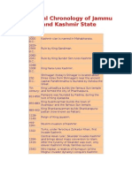 Historical Chronology of Jammu and Kashmir State