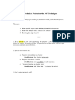 List of Technical Points For The 10F Technique With Explanation