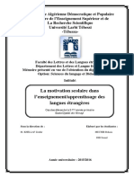 La Motivation Scolaire Dans L'enseignement/apprentissage Des Langues Étrangères