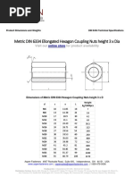 Metric - DIN - 6334 - Spec For Hexagonal Coupling Nut