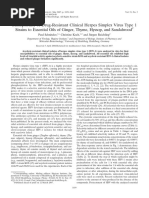 Susceptibility of Drug-Resistant Clinical Herpes Simplex Virus Type 1 Strains To Essential Oils of Ginger, Thyme, Hyssop, and Sandalwood 0426-06