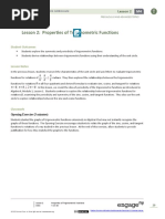 Lesson 2: Properties of Trigonometric Functions: Student Outcomes