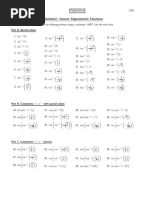 Worksheet-Inverse Trigonometric Functions