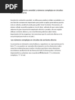 Función de Excitación Senoidal y Números Complejos en Circuitos de Corriente Alterna