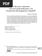 El Discurso Educativo Del Nacionalcatolicismo y La Formación Del Magisterio Español