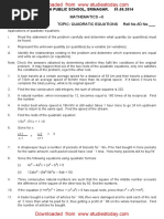 CBSE Class 10 Quadratic Equation