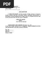 Affidavit of Loss Malaran