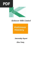 Kohinoor Mills Limited: Internship Report Hira Tariq