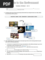 Water: Vocabulary Worksheet - Unit 6