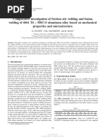 Comparative Investigation of Friction Stir Welding