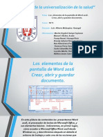 Los Elementos de La Pantalla de Word 2016. Crear, Abrir y Guardar Documento Grupo 2