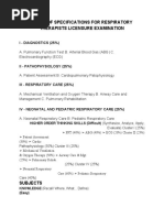 RT Board Examination - Table of Specifications