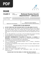 Class 5 National Genius Search Examination: Advanced: Check The Correctness of The Roll No. With The Answer Sheet