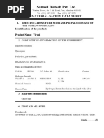 Sanosil Biotech Pvt. LTD.: Material Safety Data Sheet