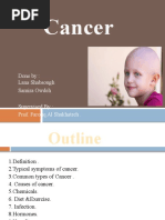 Cancer: Done By: Lana Shabsough Samira Owdeh Supervised By: Prof. Farouq Al Shakhatreh