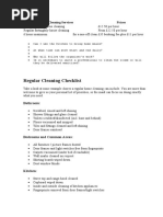 Regular Cleaning Checklist