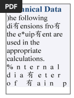 ) He Following Di Ensions Fro The e Uip Ent Are Used in The Appropriate Calculations. %nternal Dia Eter of Ain P