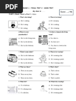 Đề thi thử kì 2 tiếng anh MC